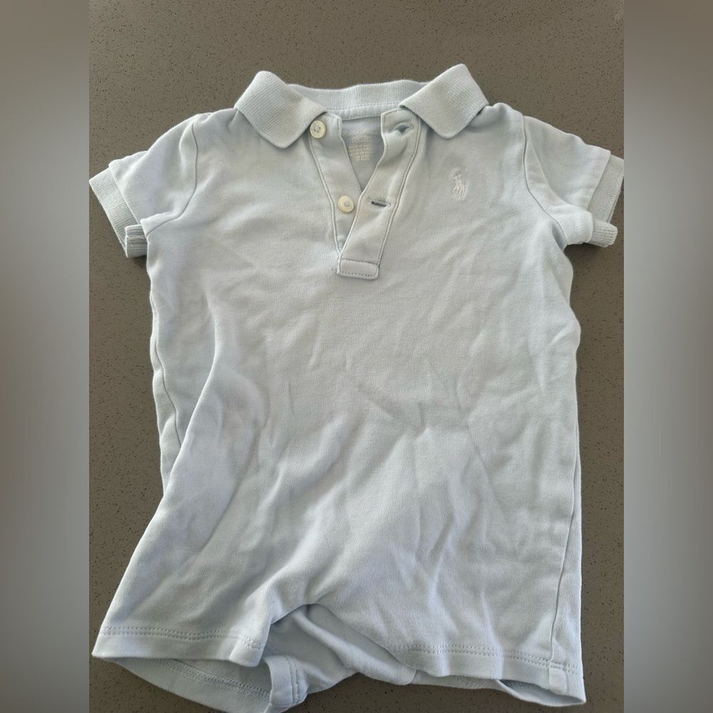 Ralph Lauren Baby Blue Short sleeve Romper size 6 months